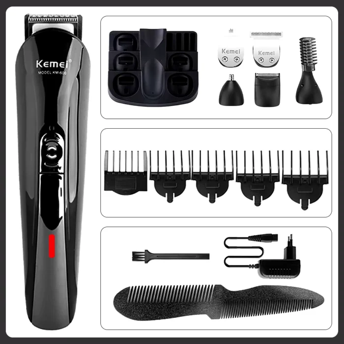 Kemei-KM-600-Electric-Hair-Clipper-11-in-1-Set-Men-s-Beard-Trimmer-USB-Rechargeable
