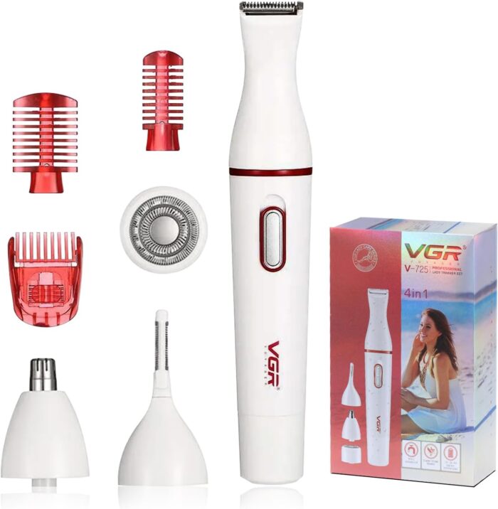 VGR V-725 Professional (4 in 1) Lady Trimmer With IPX5 Waterproof Design - Image 25