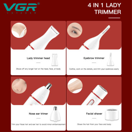 VGR V-725 Professional (4 in 1) Lady Trimmer With IPX5 Waterproof Design - Image 11