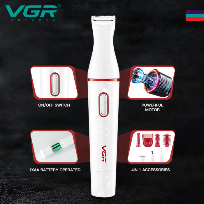 VGR V-725 Professional (4 in 1) Lady Trimmer With IPX5 Waterproof Design - Image 13