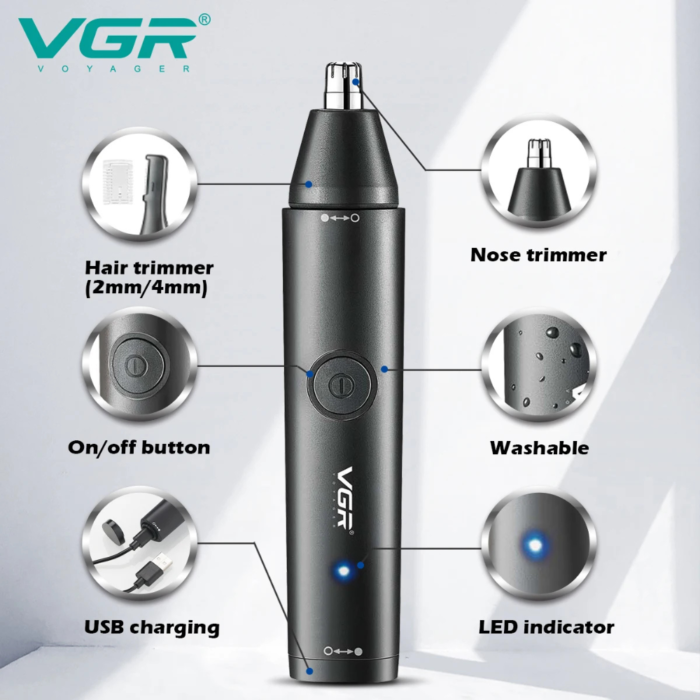 VGR V-613 (2 in 1) Rechargeable Nose & Ear Trimmer - Image 8