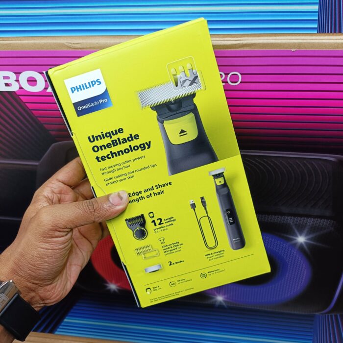 Philips OneBlade Pro QP6542/10 Face + Body, Hybrid Trimmer and Shaver with 12-Length Precision Comb, Waterproof, 90 Min Cordless Use - Image 3