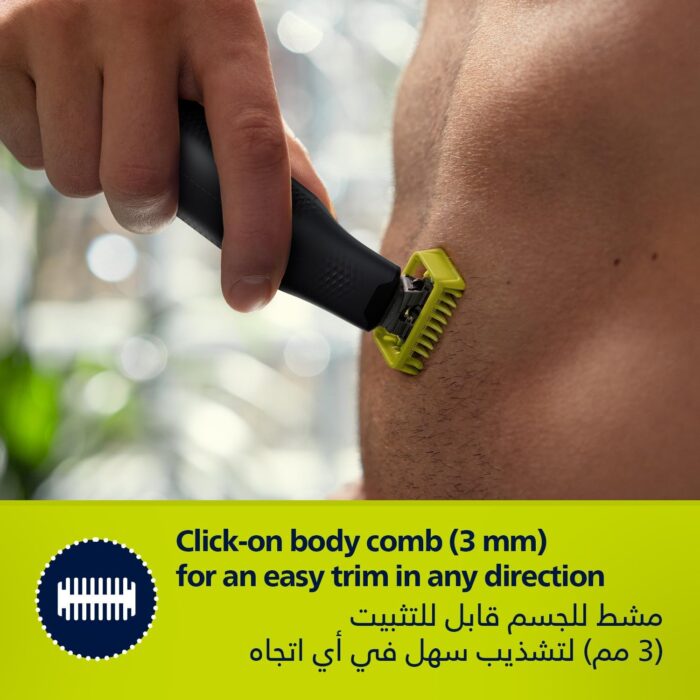 Philips OneBlade Pro QP6542/10 Face + Body, Hybrid Trimmer and Shaver with 12-Length Precision Comb, Waterproof, 90 Min Cordless Use - Image 9