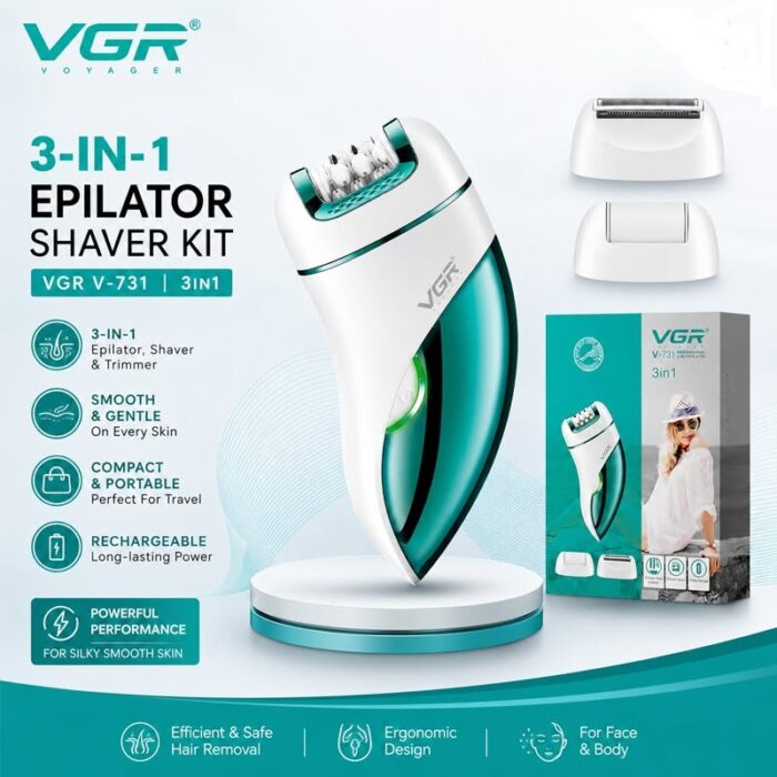 VGR V-731 3-in-1 Women Epilator, Shaver & Callus Remover ( Intact Sealed Pack) - Image 10
