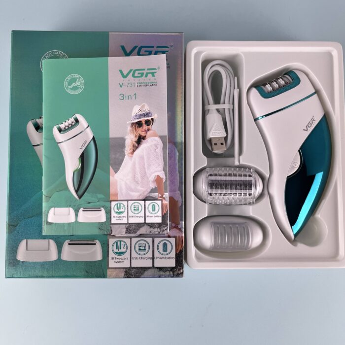 VGR V-731 3-in-1 Women Epilator, Shaver & Callus Remover ( Intact Sealed Pack) - Image 2