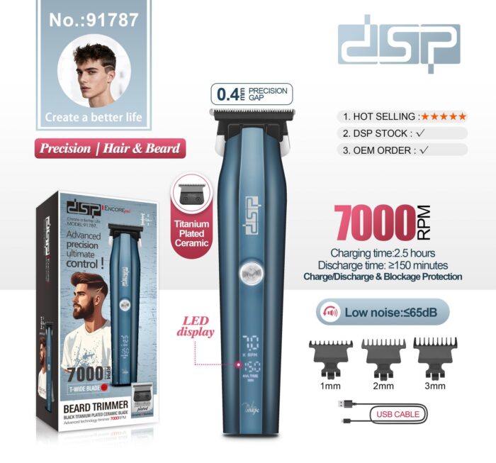 DSP Encore Pro+ Model: 91787 Zero Cutting Trimmer/Titanium Blade/7000 RPM /1500 mAh Battery - Image 3