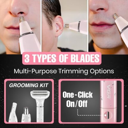 VGR V-611 (3-in-1) Ladies Trimmer, Shaver, EyeBrow & Nose Trimmer - Image 18