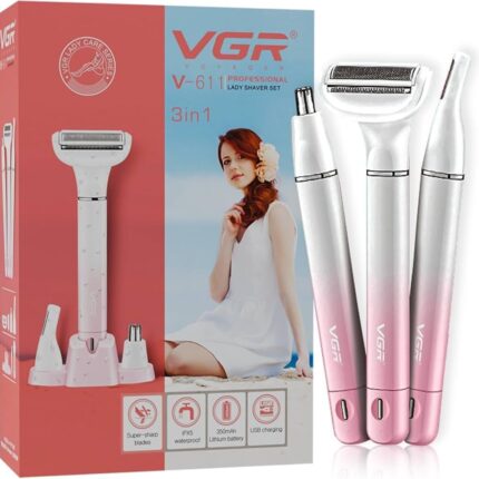 VGR V-611 (3-in-1) Ladies Trimmer, Shaver, EyeBrow & Nose Trimmer - Image 6