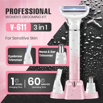 VGR V-611 (3-in-1) Ladies Trimmer, Shaver, EyeBrow & Nose Trimmer - Image 17