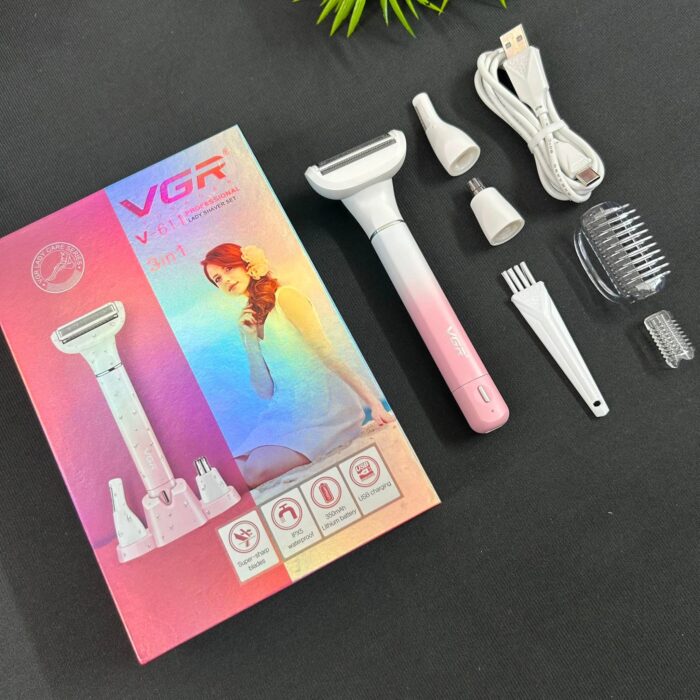 VGR V-611 (3-in-1) Ladies Trimmer, Shaver, EyeBrow & Nose Trimmer - Image 22