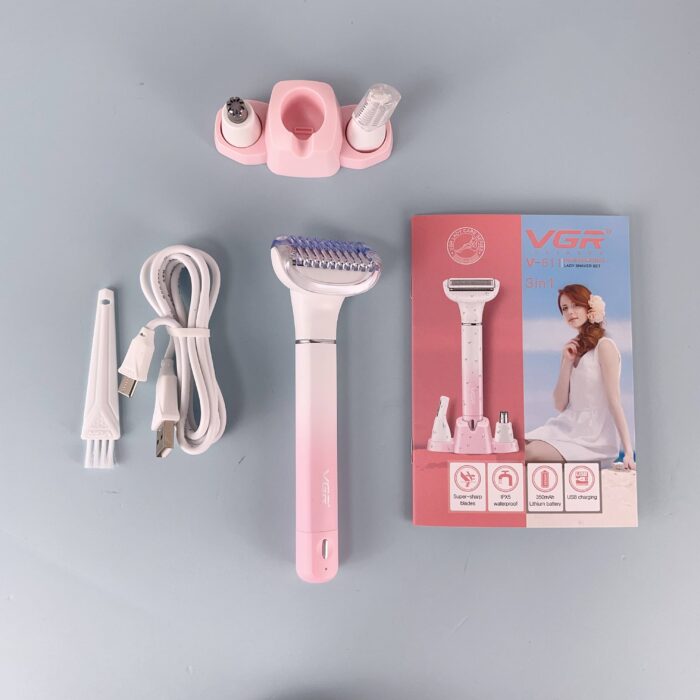 VGR V-611 (3-in-1) Ladies Trimmer, Shaver, EyeBrow & Nose Trimmer - Image 5
